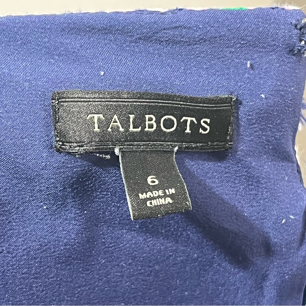 Talbots Sheath Dress Size 6 Multicolor Navy Green Pink Print Sleeveless - Picture 7 of 8